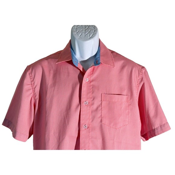 NICK GRAHAM Men's Short Sleeve Button Down Stretch Modern Fit Pink Shirt Medium - Picture 2 of 6
